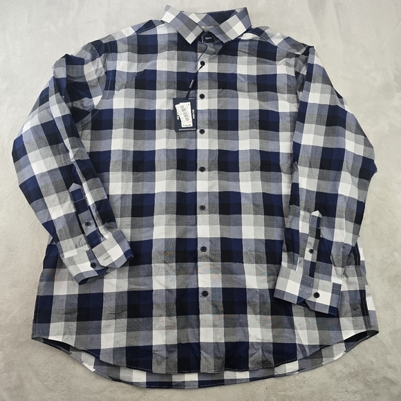 Hart Schaffner Marx Men's Long Sleeve Button Up Shirt 2XB Plaid Blue  NWT $115 - Picture 1 of 7